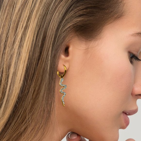 FANG Zirconia Serpent Drop Earrings - Picture 1 of 8